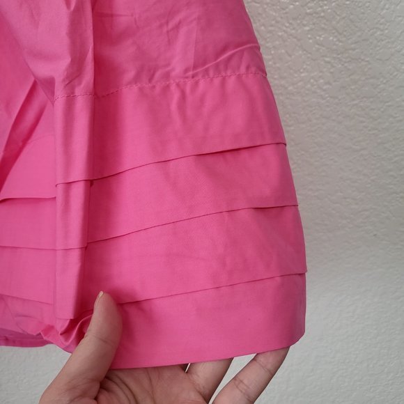 Women's English Factory Puff Sleeves Pleats with Cut Out Mini Pink Dress Sz SM - Picture 8 of 9